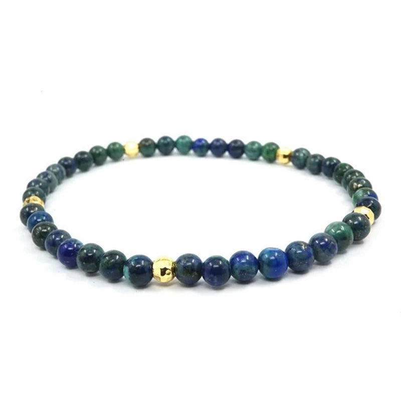 925 Silver Plated Charm Bracelet Natural Lapis Lazuli Beads Unisex Jewellery