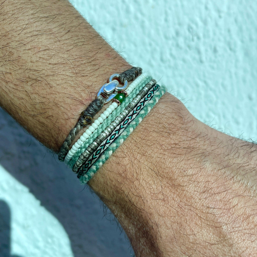 Braided "Antibes" Bracelet With Silver Clasp (Light Brown)