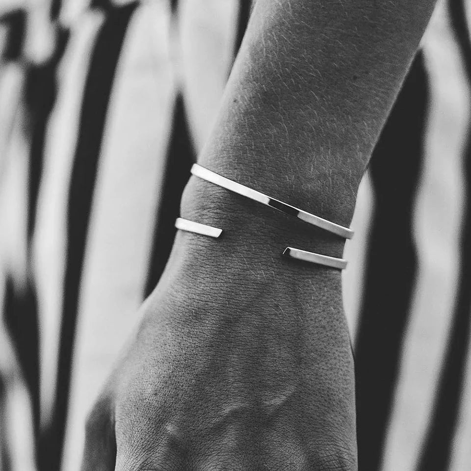 Minimal Unisize Cuff Men's Jewelry Personalized Platinum Bracelet