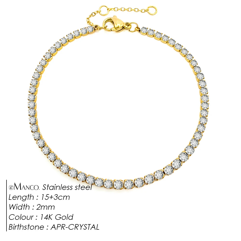 Stainless Steel Silver and Gold Tennis Bracelet
