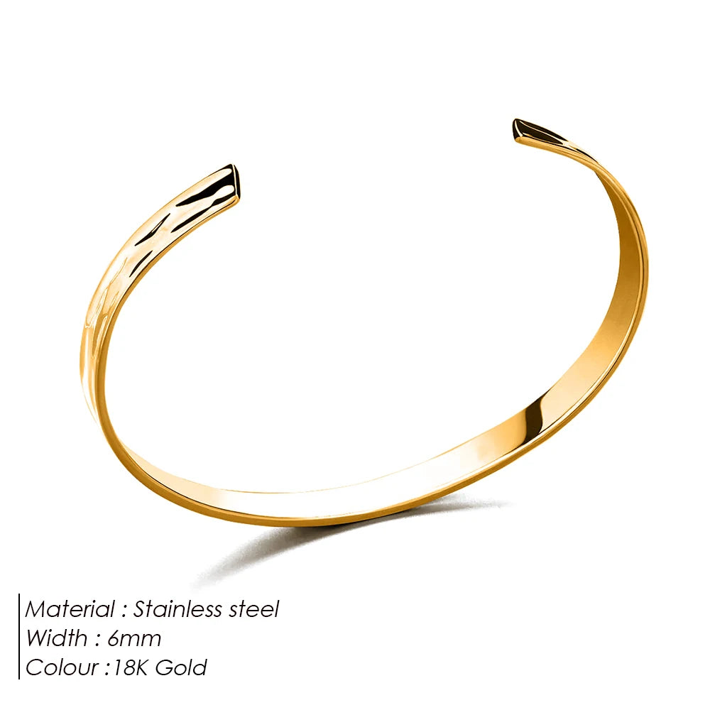 Stainless Steel Polished Design 6MM Open Bangle