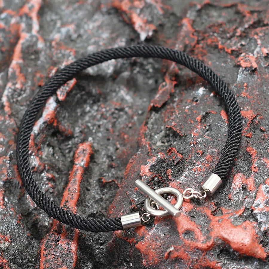 Rope Bracelet Men Women Stainless Steel Buckle