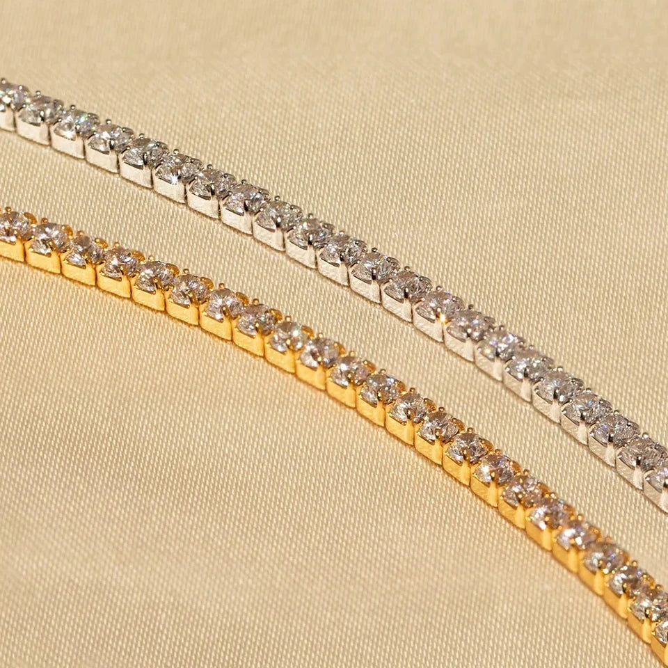 Stainless Steel Silver and Gold Tennis Bracelet
