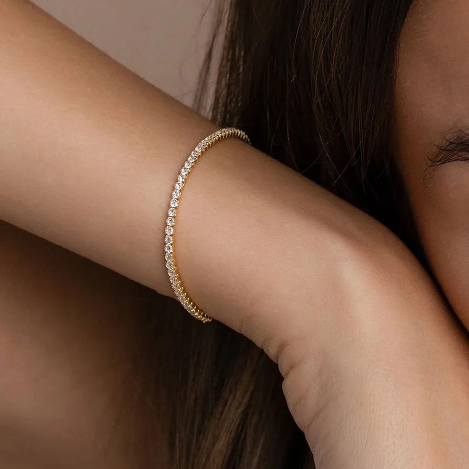 Stainless Steel Silver and Gold Tennis Bracelet