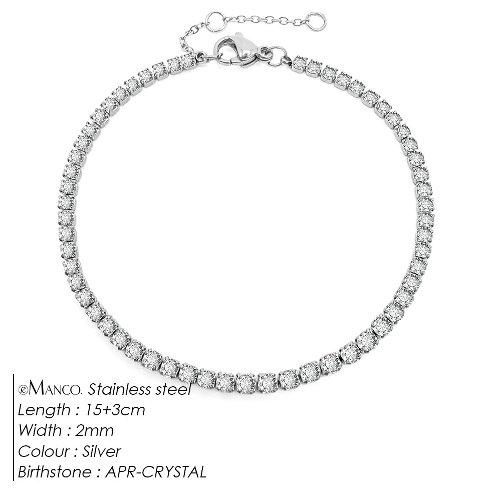 Stainless Steel Silver and Gold Tennis Bracelet