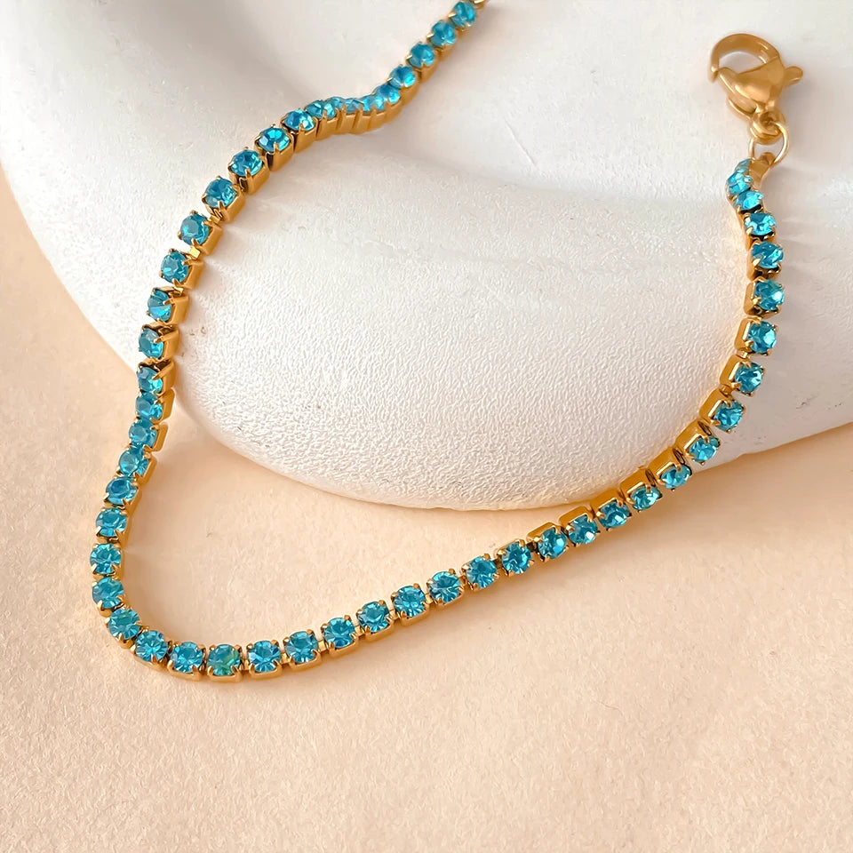 Stainless Steel Silver and Gold Tennis Bracelet