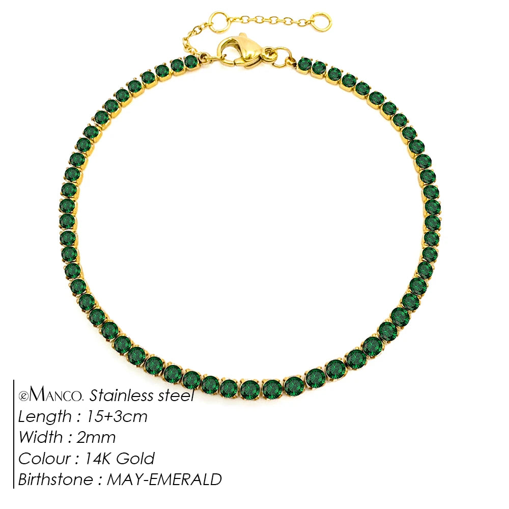 Stainless Steel Silver and Gold Tennis Bracelet