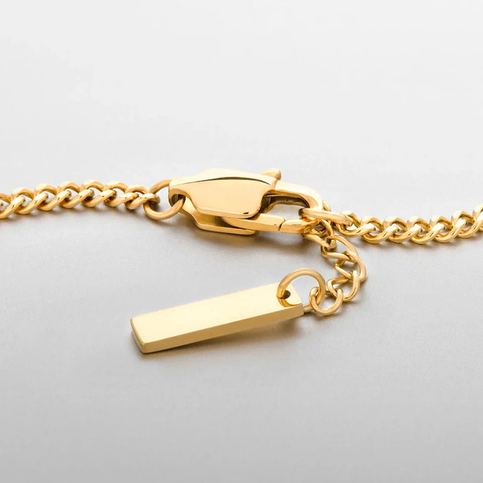 Men's Stainless steel 1.8MM Minimalist Cuban chain White gold Bracelet