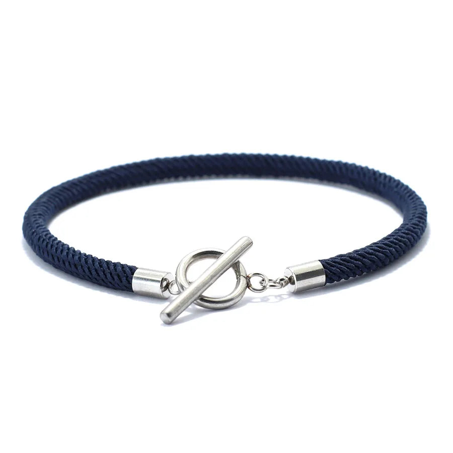 Rope Bracelet Men Women Stainless Steel Buckle