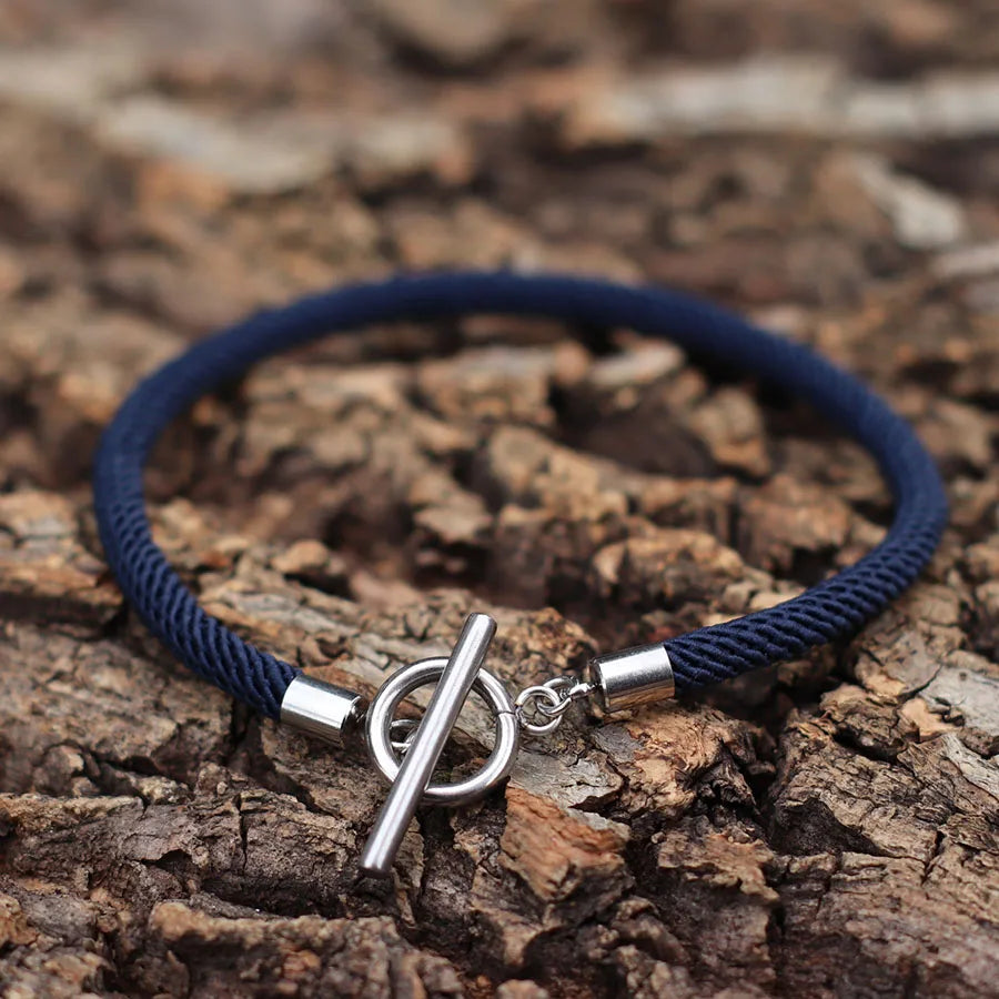 Rope Bracelet Men Women Stainless Steel Buckle