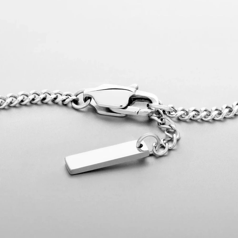 Men's Stainless steel 1.8MM Minimalist Cuban chain White gold Bracelet