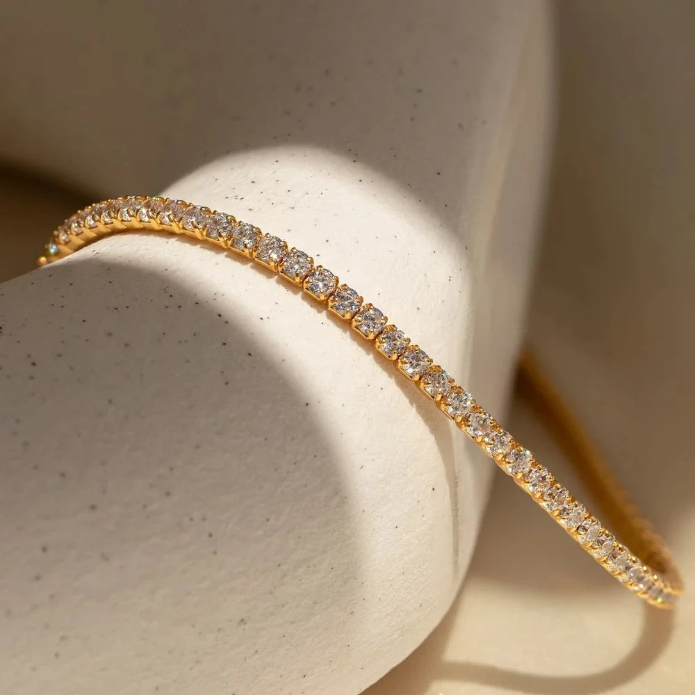 Stainless Steel Silver and Gold Tennis Bracelet
