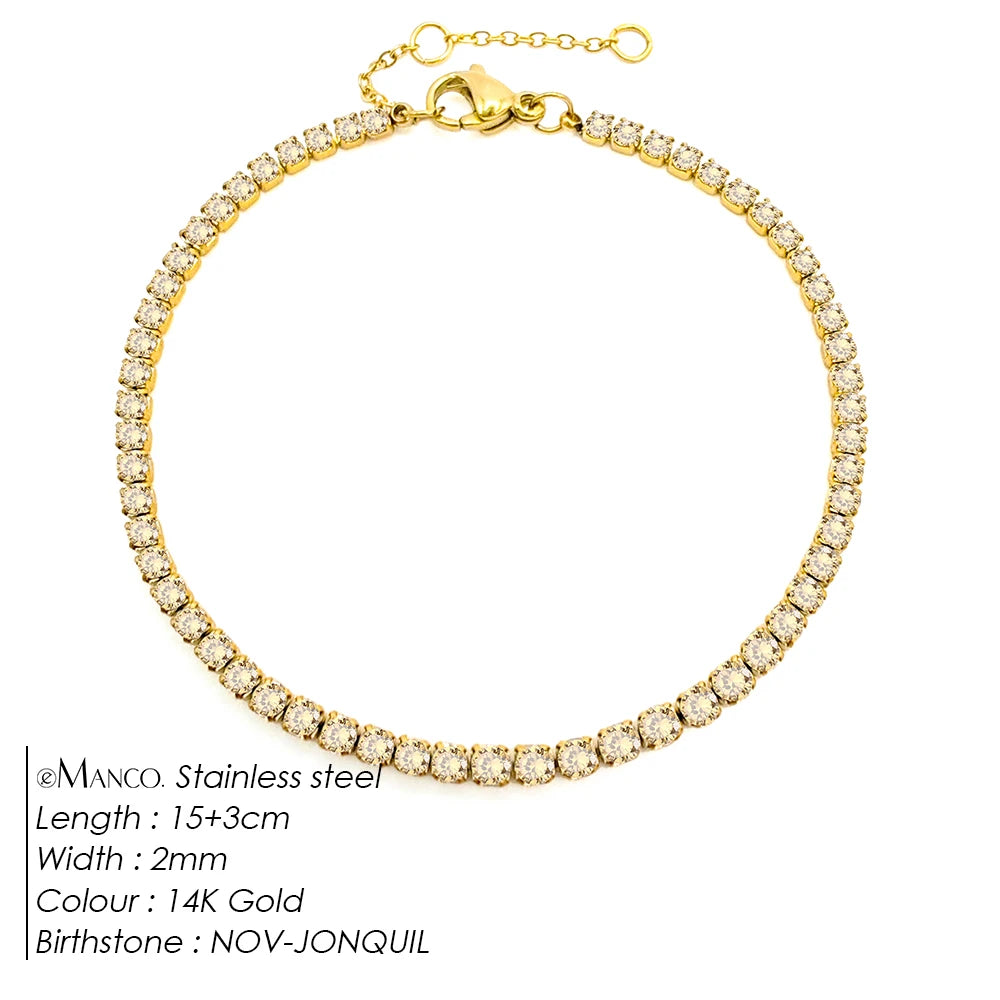 Stainless Steel Silver and Gold Tennis Bracelet
