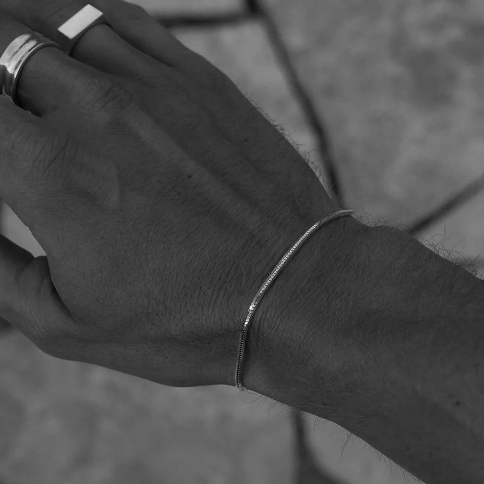 Silver Bracelet Stainless Steel Gold Plated Men's Bracelet