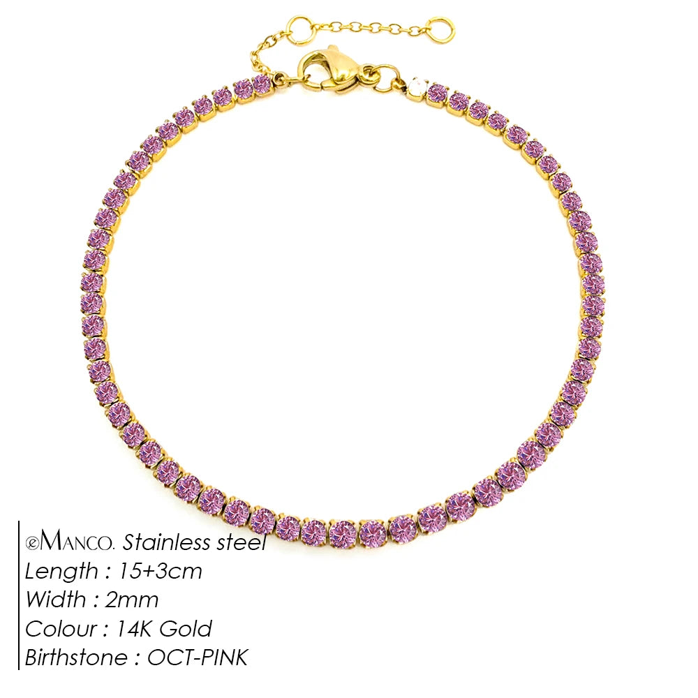 Stainless Steel Silver and Gold Tennis Bracelet