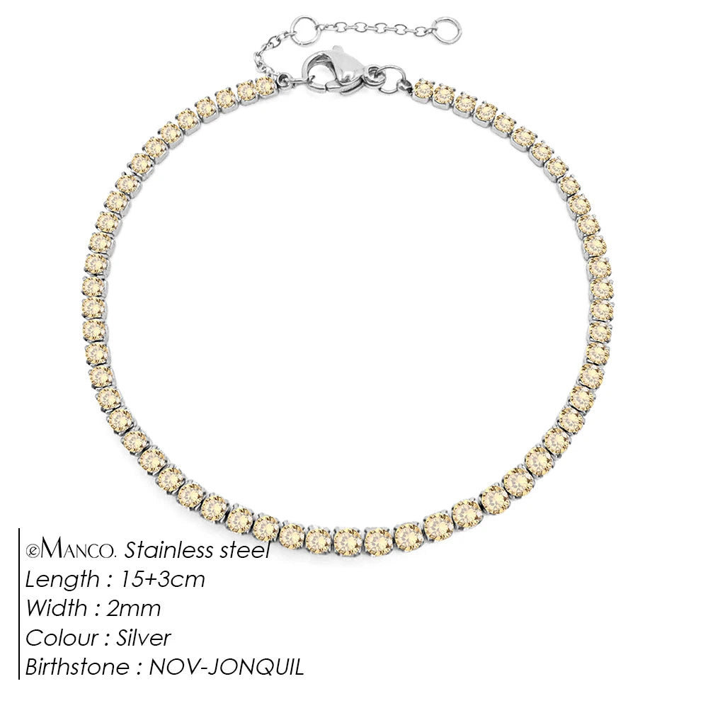 Stainless Steel Silver and Gold Tennis Bracelet