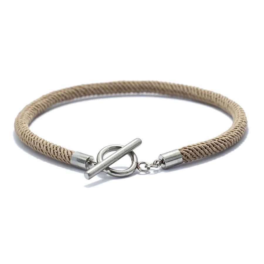 Rope Bracelet Men Women Stainless Steel Buckle
