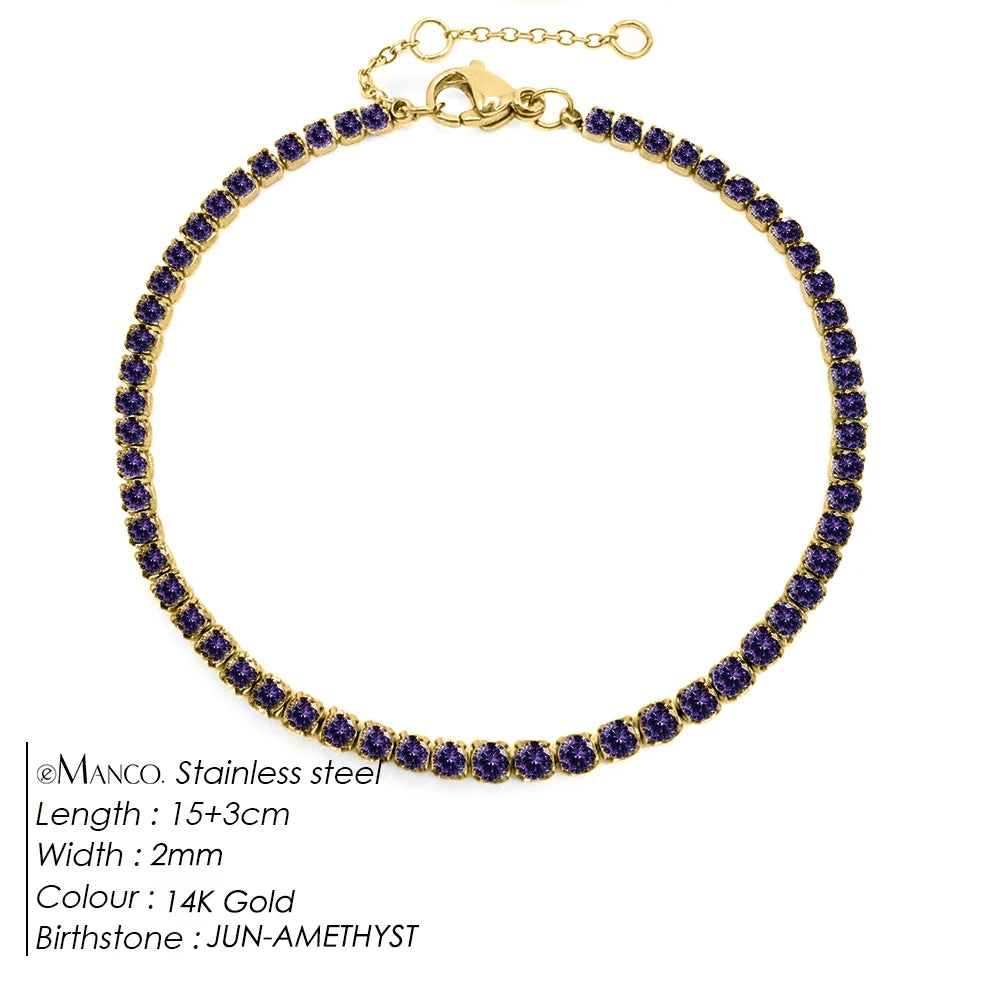Stainless Steel Silver and Gold Tennis Bracelet