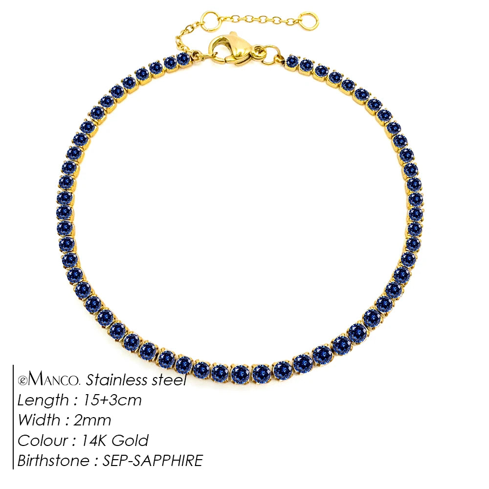 Stainless Steel Silver and Gold Tennis Bracelet