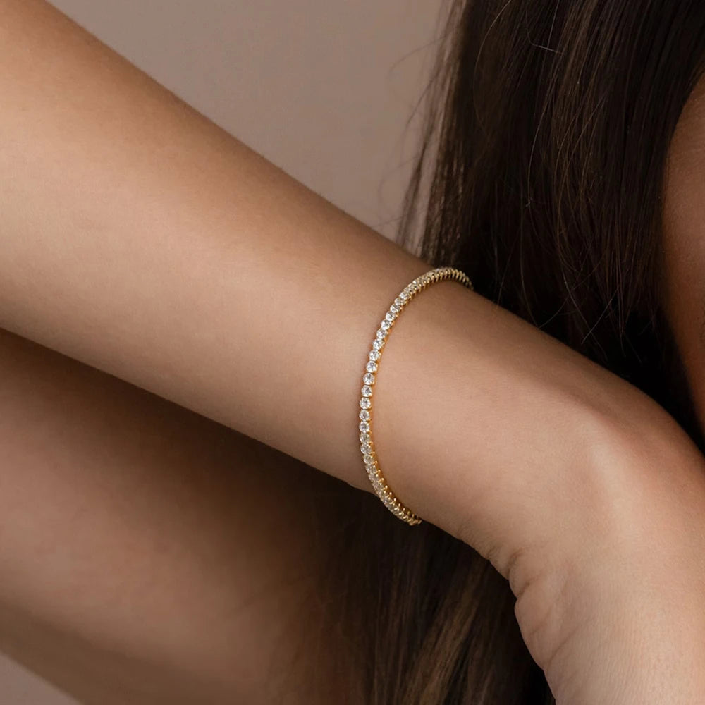 Stainless Steel Silver and Gold Tennis Bracelet