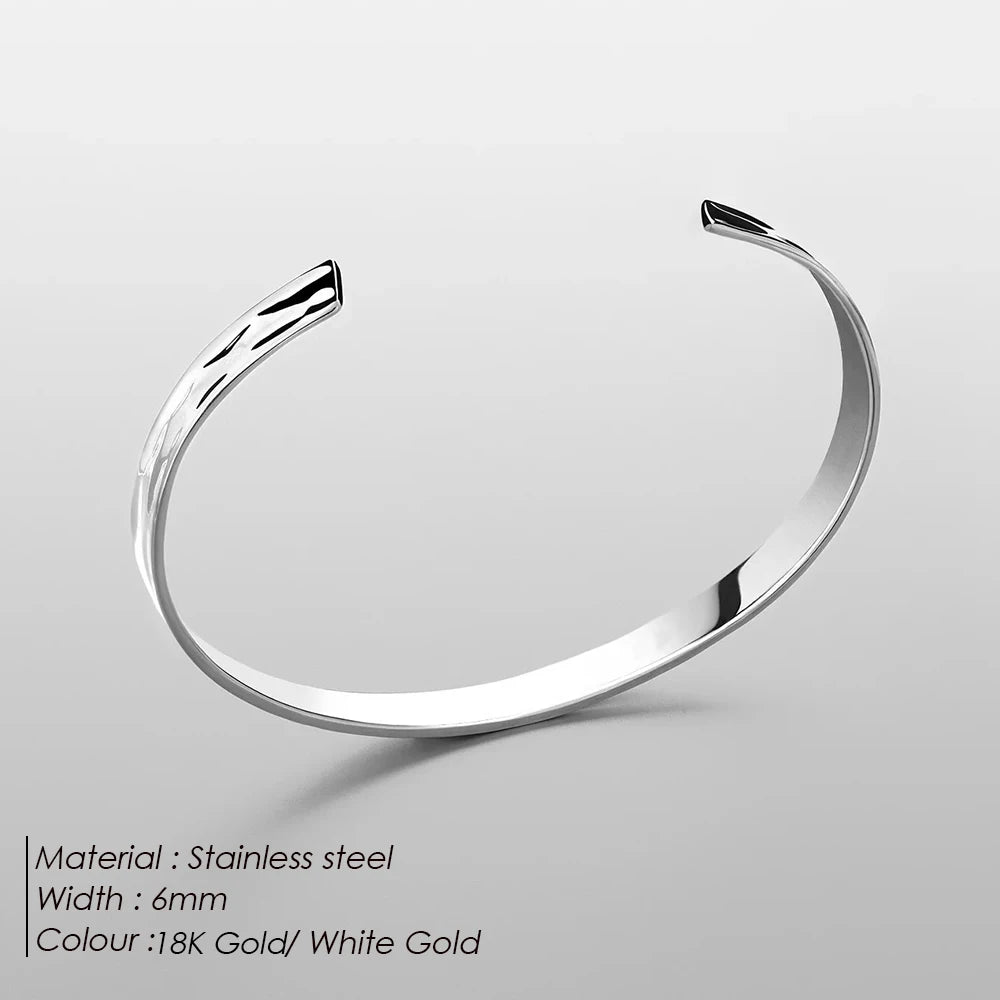 Stainless Steel Polished Design 6MM Open Bangle