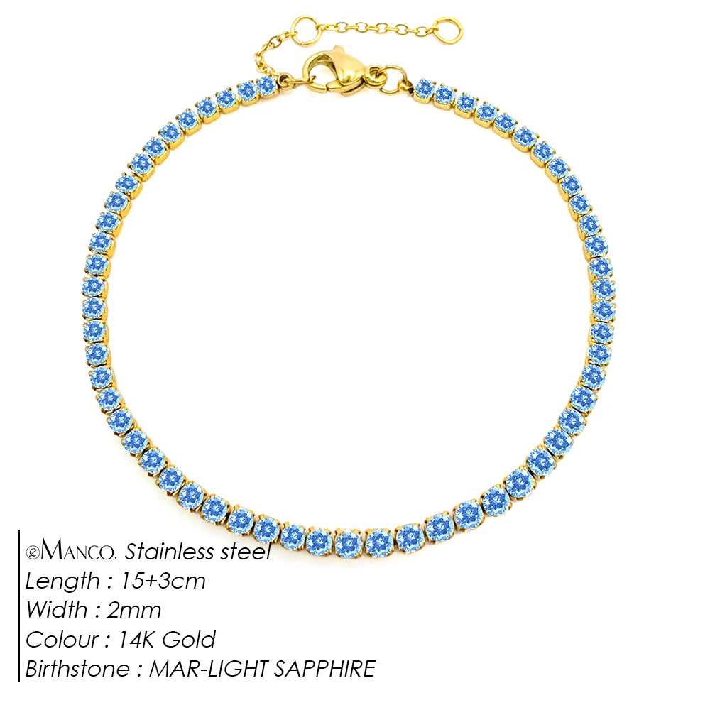 Stainless Steel Silver and Gold Tennis Bracelet