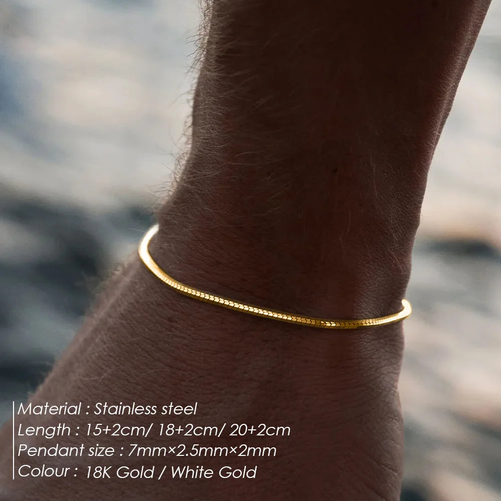 Silver Bracelet Stainless Steel Gold Plated Men's Bracelet