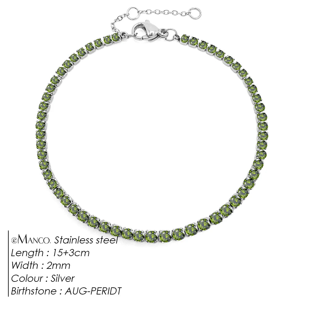 Stainless Steel Silver and Gold Tennis Bracelet