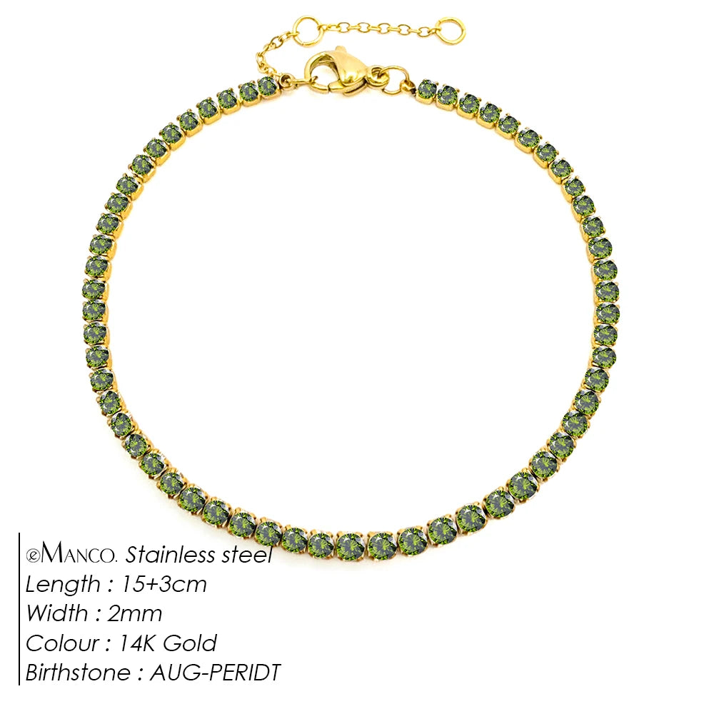 Stainless Steel Silver and Gold Tennis Bracelet