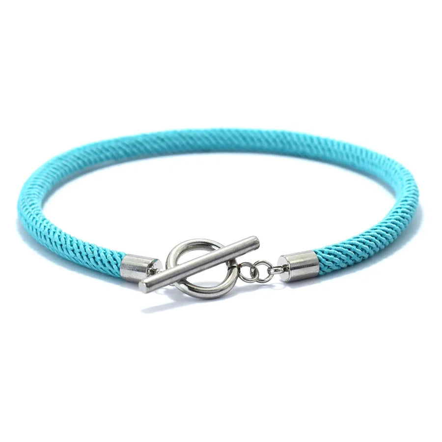 Rope Bracelet Men Women Stainless Steel Buckle
