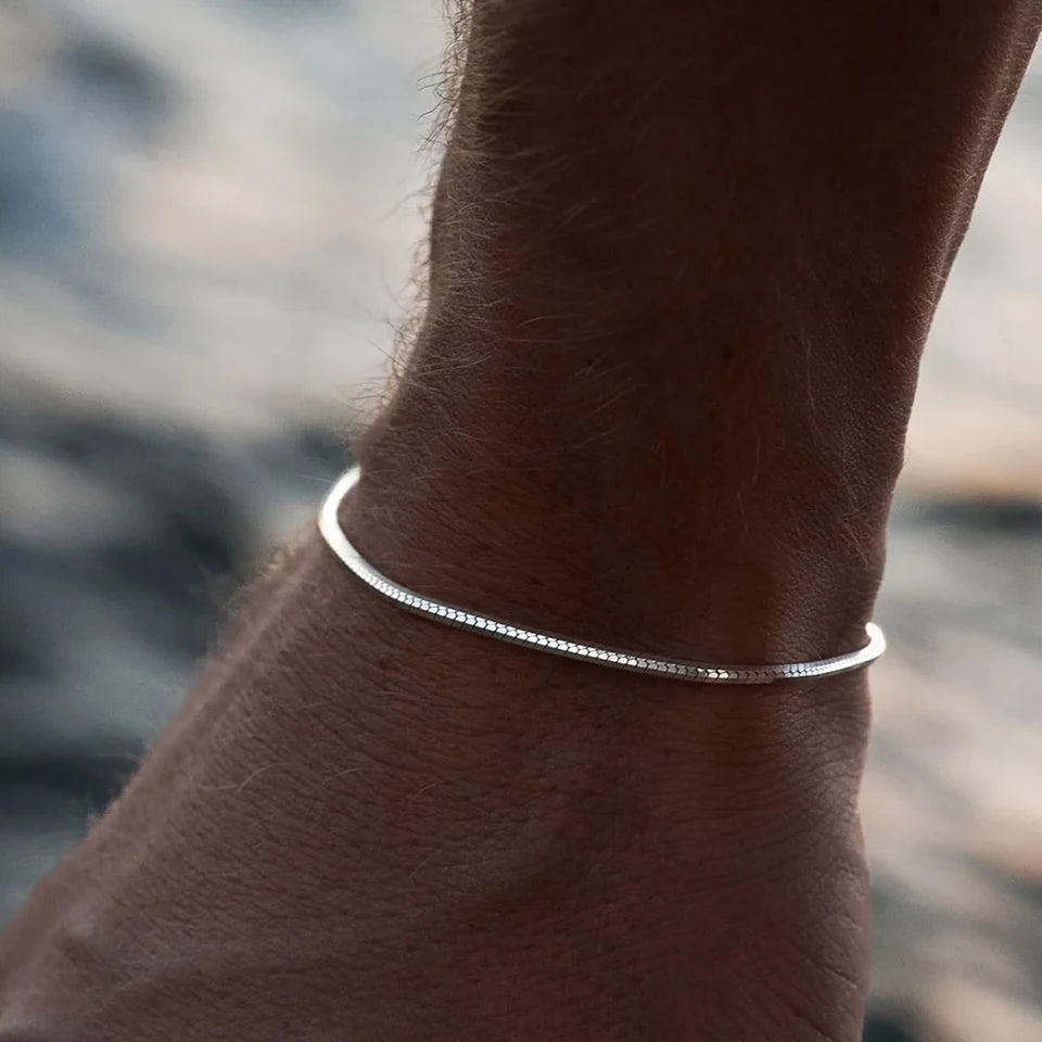 Silver Bracelet Stainless Steel Gold Plated Men's Bracelet