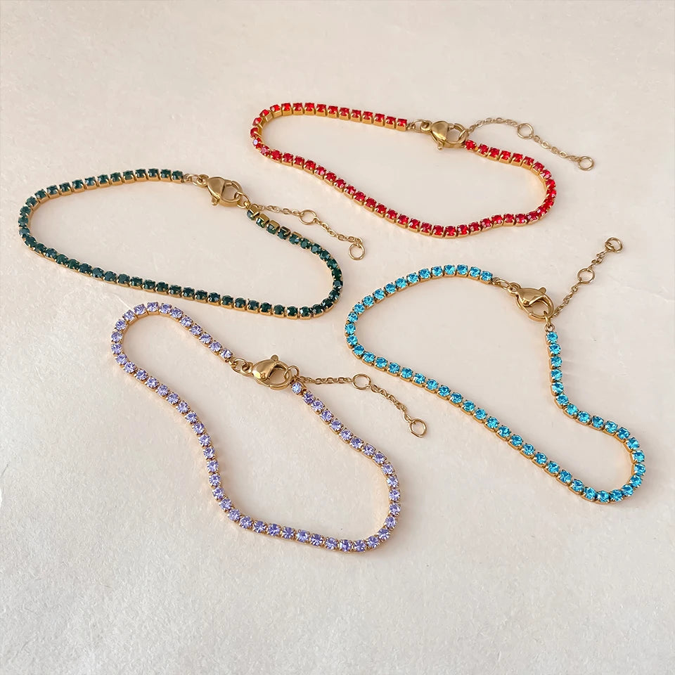 Stainless Steel Silver and Gold Tennis Bracelet