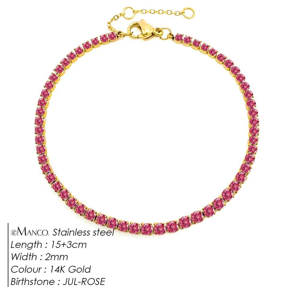 Stainless Steel Silver and Gold Tennis Bracelet