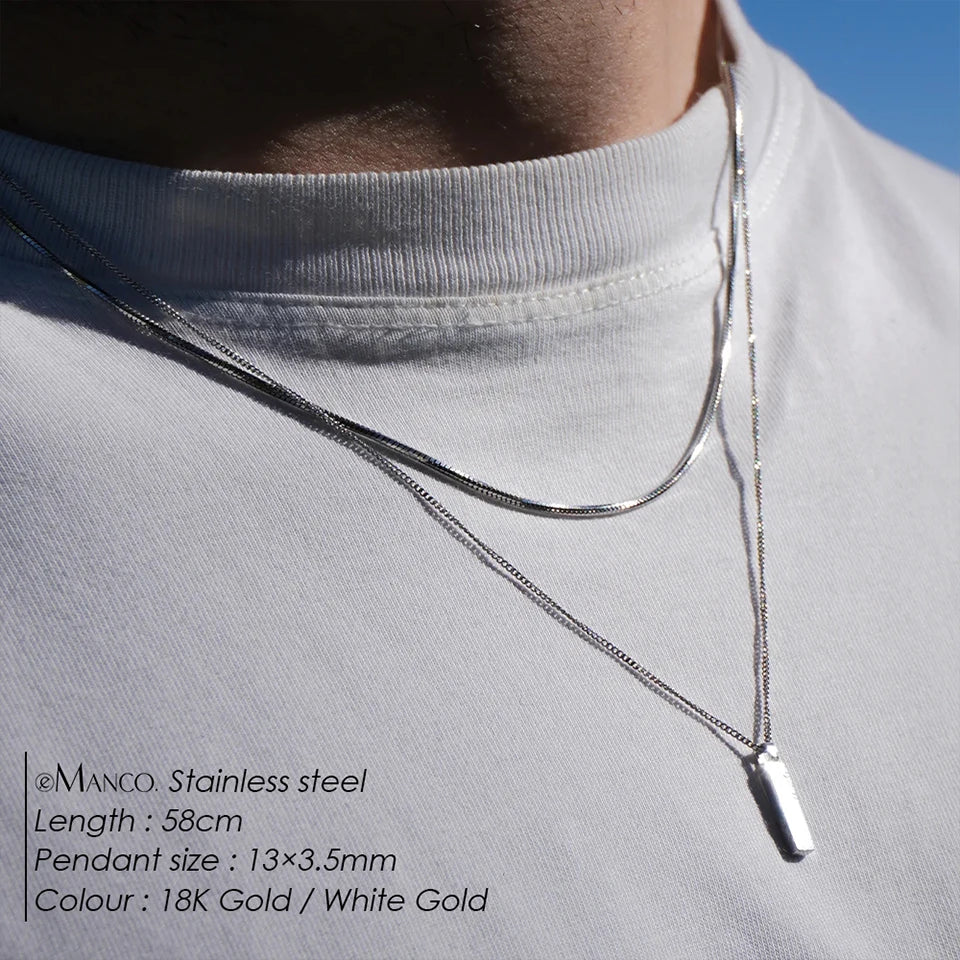 Men's Titanium Steel chain 1MM Cuban Chain Stainless steel Necklace